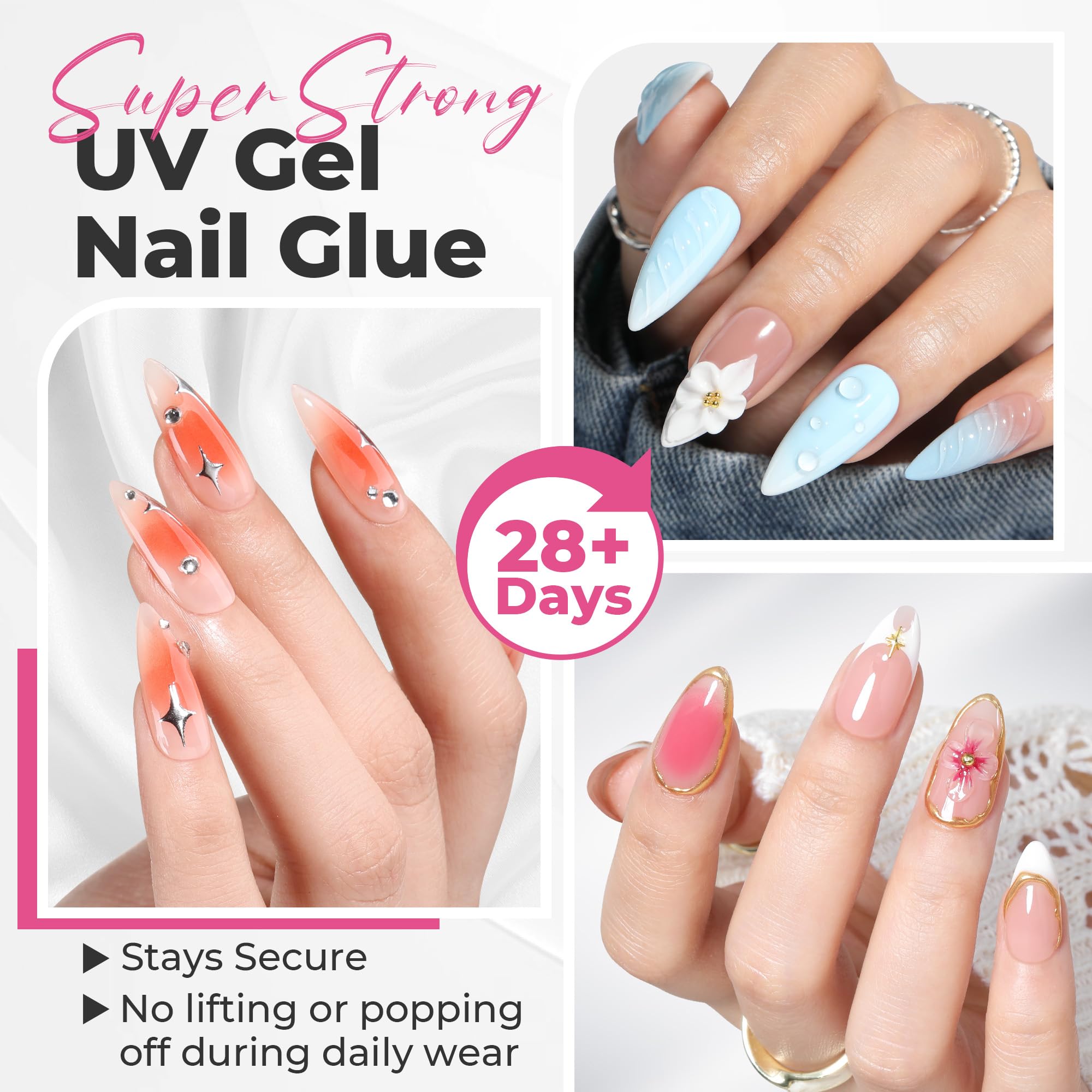UNA GELLA tube cap close-up demonstrating easy, mess-free dispensing for precise placement