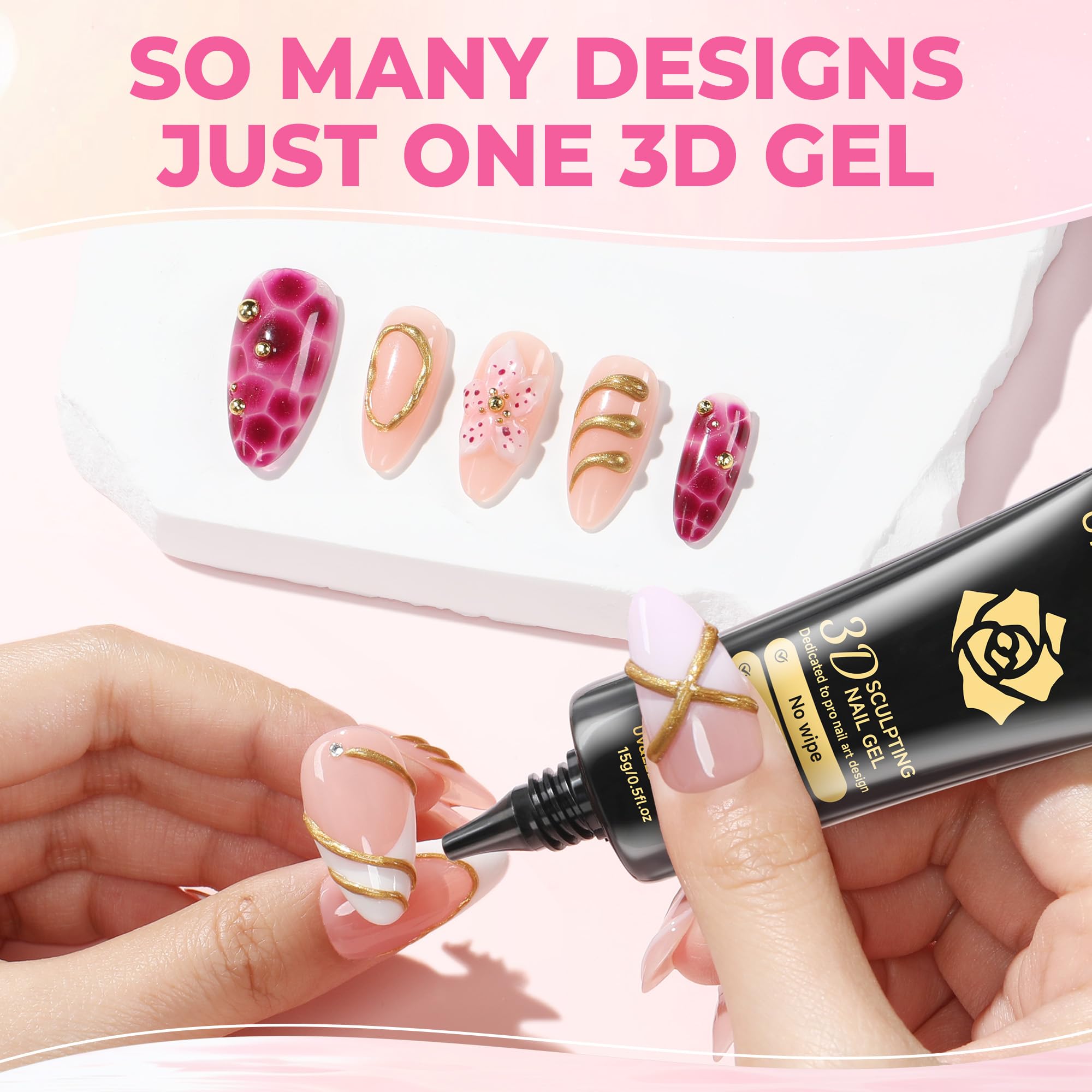 UNA GELLA tube open with gel texture close-up showing smooth sculpting consistency
