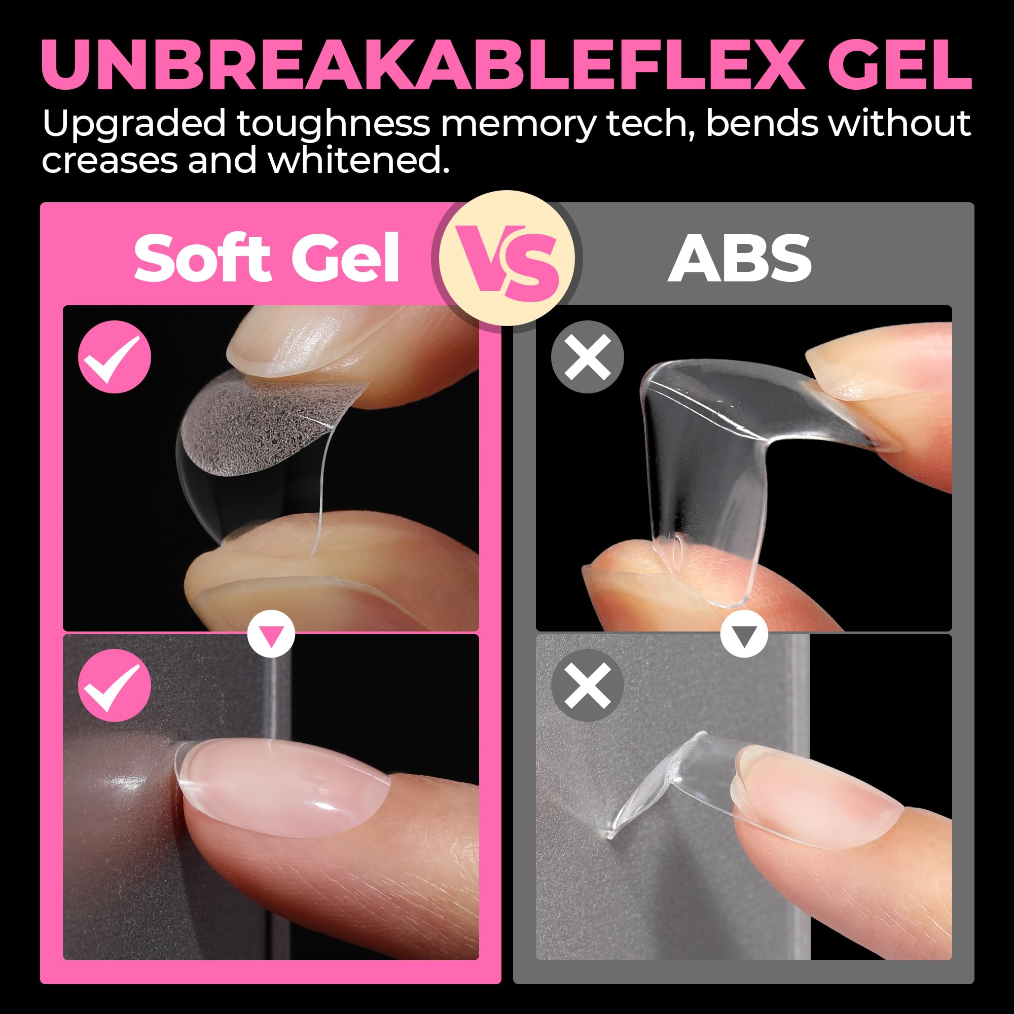 UNA GELLA hands applying a press-on tip demonstrating quick, easy at-home application benefit