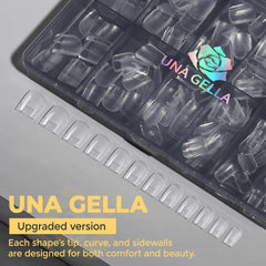 UNA GELLA lifestyle shot typing comfortably with flexible nails