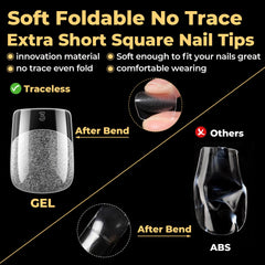 UNA GELLA applied tips on natural nails for realistic natural look