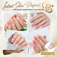 UNA GELLA spread of tips in 12 sizes demonstrating fit variety benefit