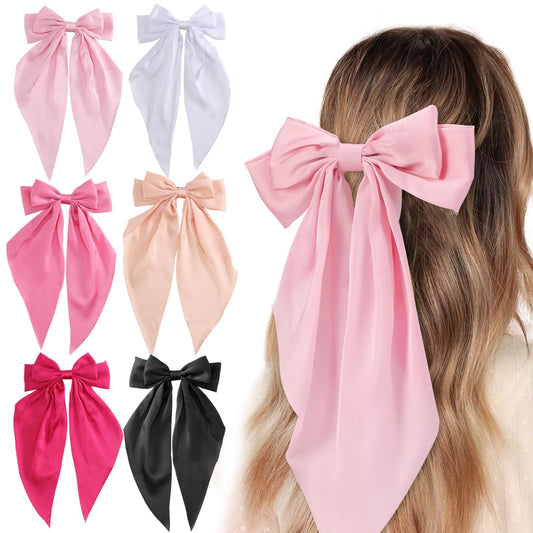 Unbednigt front view of six pink satin bows showing elegant styling and set cohesion