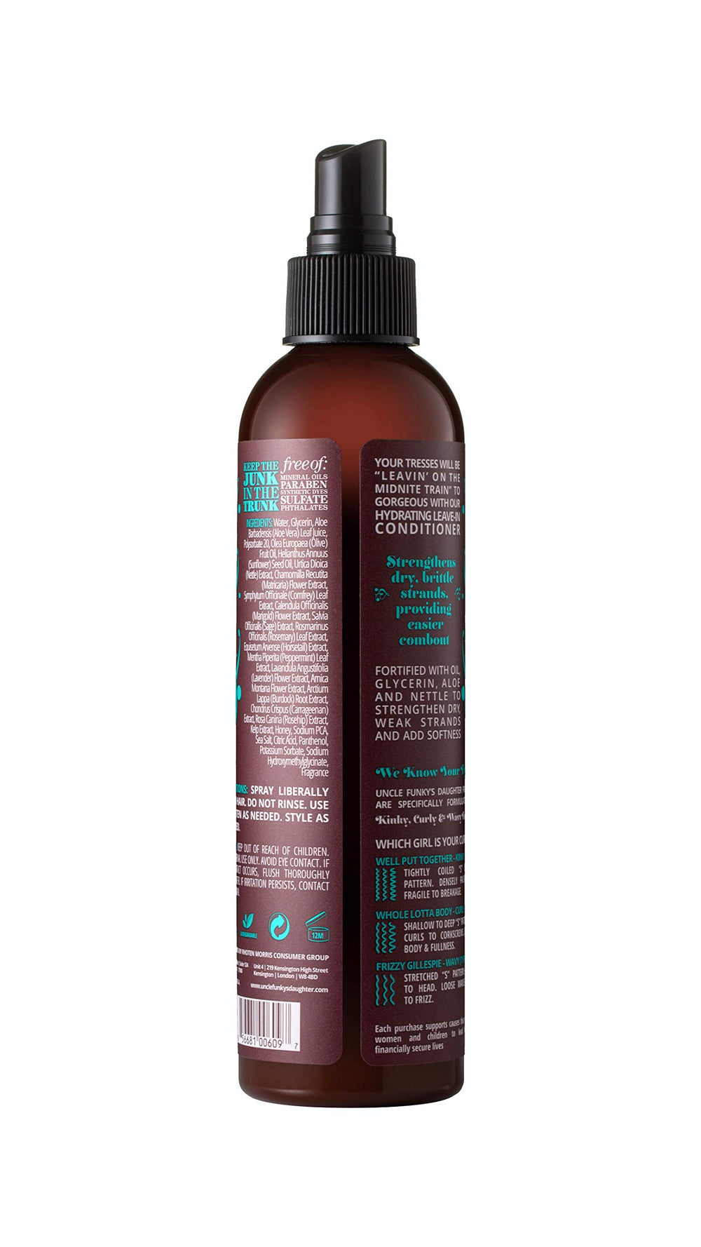 Uncle Funky's Daughter applied to wet hair demonstrating detangling benefit