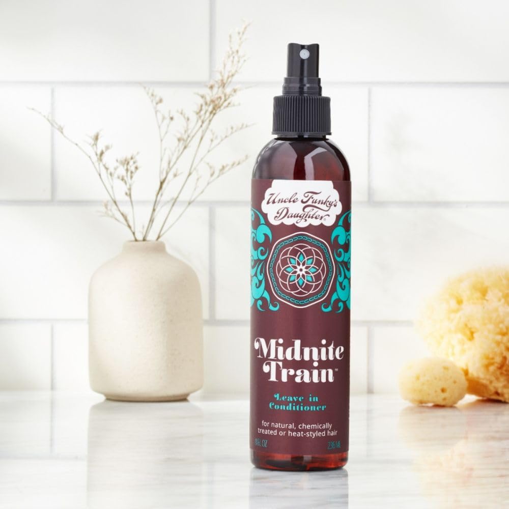 Uncle Funky's Daughter label close-up with pump that highlights easy dispensing benefit