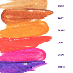Model wearing UNICORN SNOT BOOM on lips showcasing bold purple shimmer