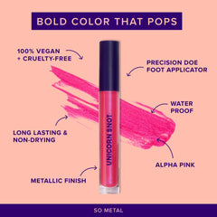 UNICORN SNOT texture swipe of GLOW showing creamy metallic pigment for vivid coverage