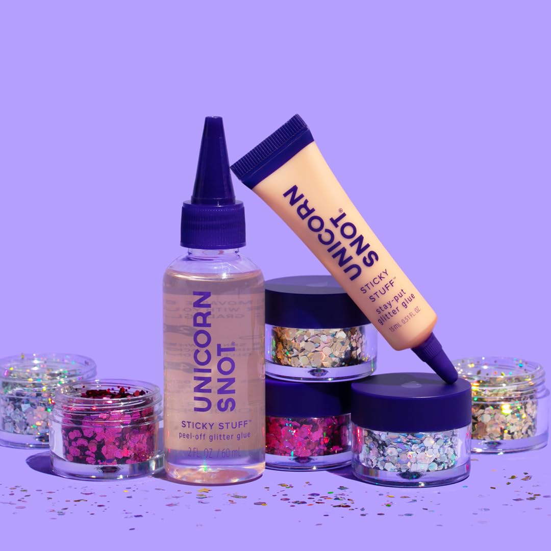 UNICORN SNOT on festival-goer showing vibrant long-lasting glitter