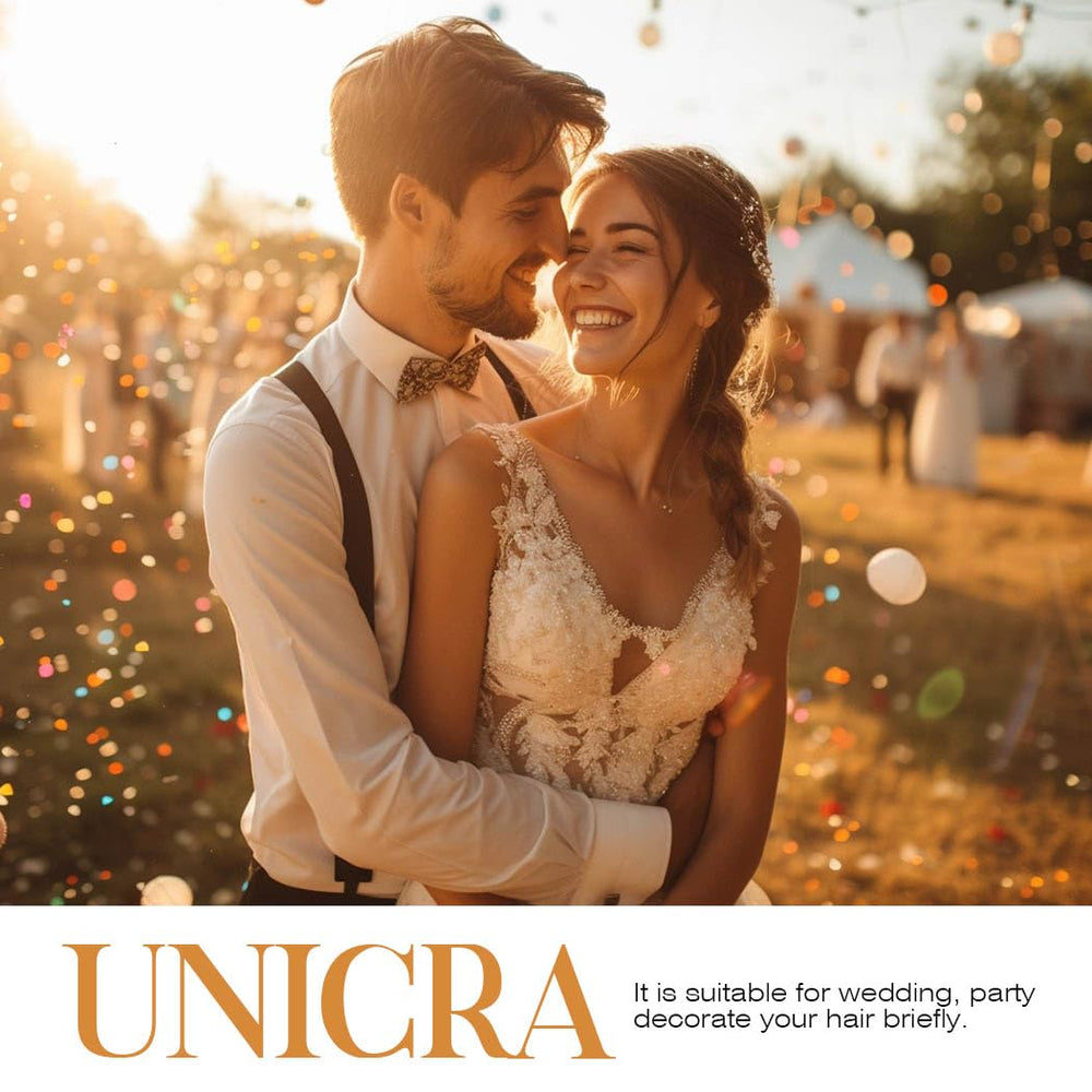 Unicra pins styled with wedding dress showing cohesive look