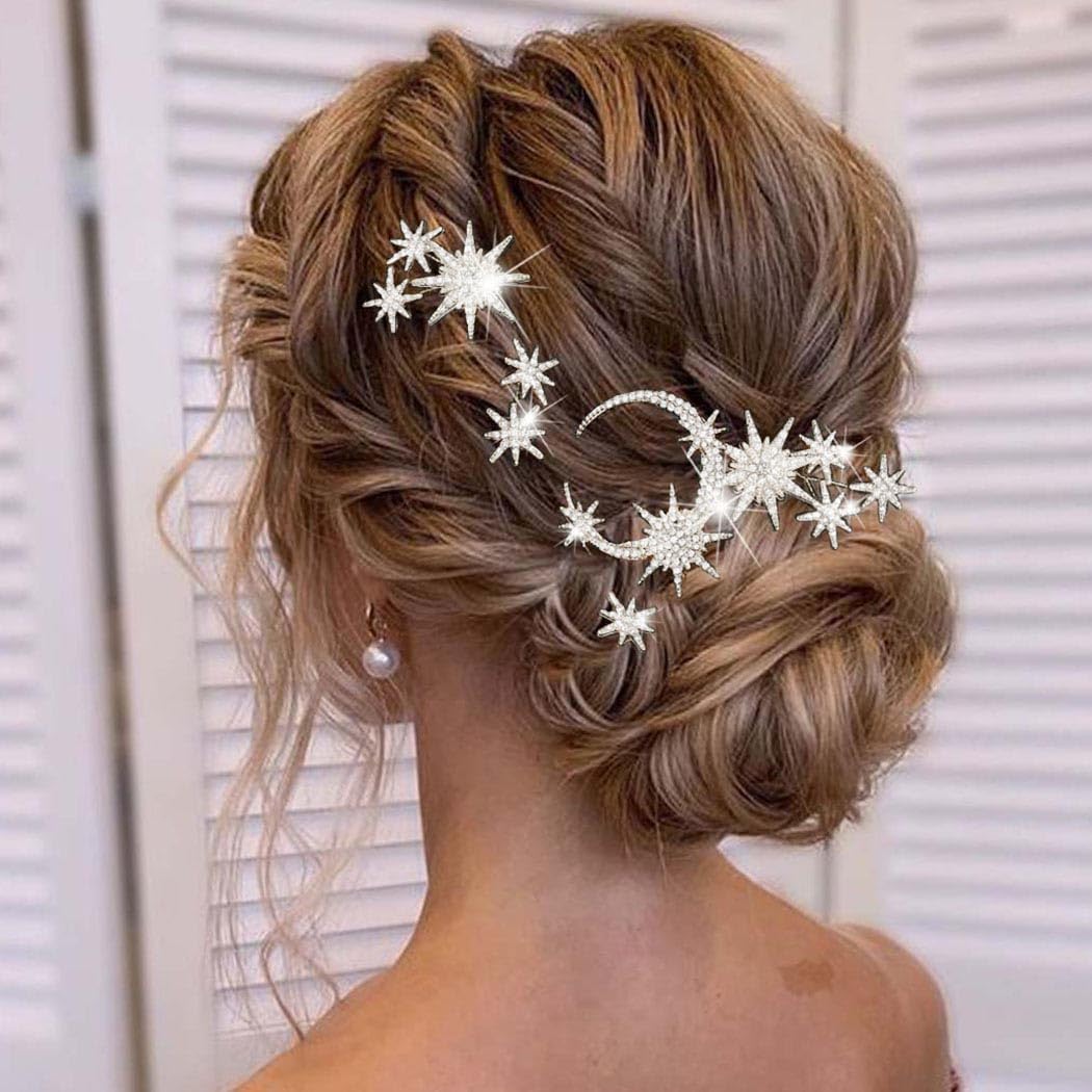 Unicra front packaging showing five silver rhinestone hair pins and brand