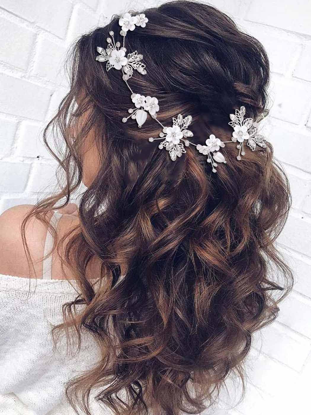 Unicra front view of silver hair vine showing elegant shape and sparkle