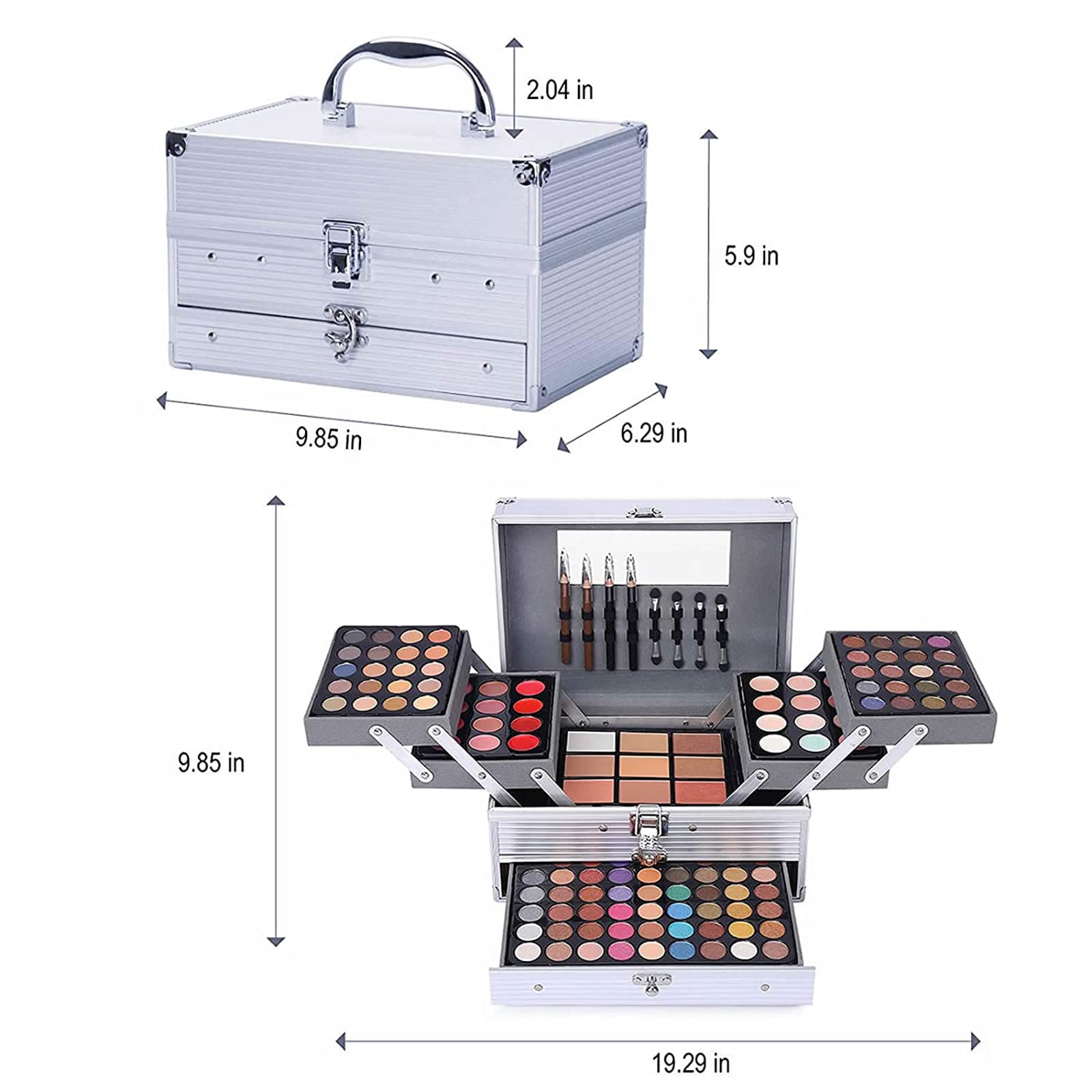 UNIFULL compact with mirror in hand demonstrating travel readiness and on‑the‑go touchups