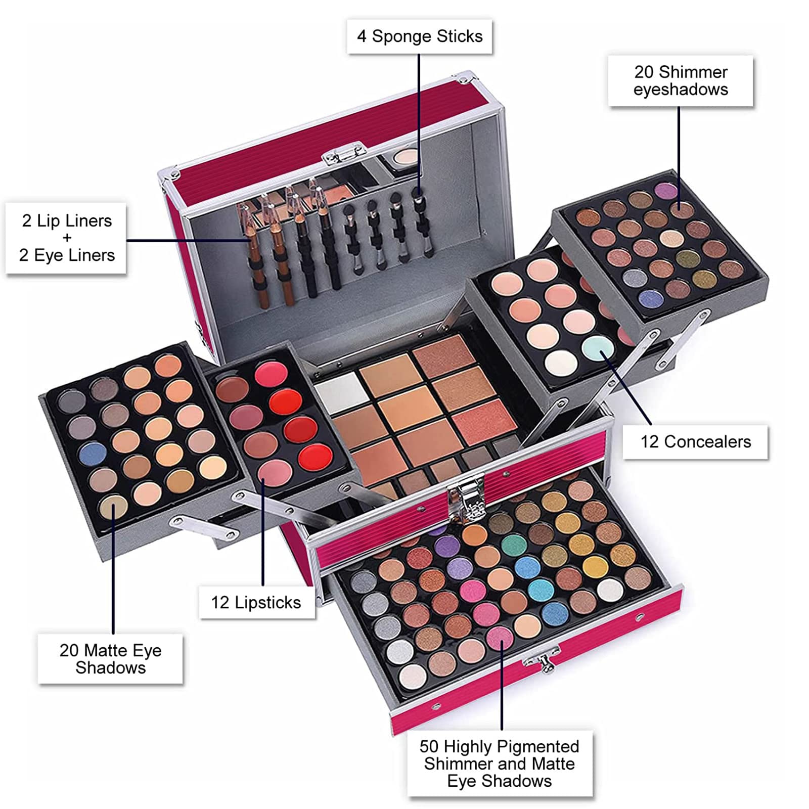 UNIFULL closeup of eyeshadow pans showing variety and smooth pigment payoff