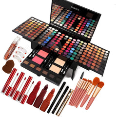 UNIFULL front view open palette showing organized shades and mirror for easy application