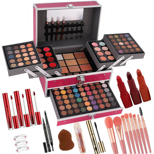 UNIFULL front open view of full kit showing organized layers and mirror, portable convenience