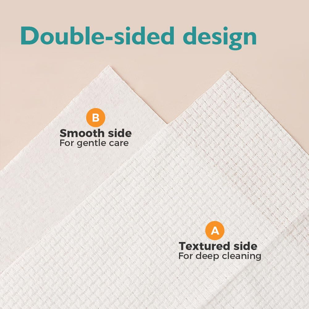 UNIMADE single facial towel flat lay showing lint-free surface benefit