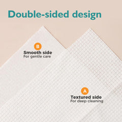UNIMADE single facial towel flat lay showing lint-free surface benefit
