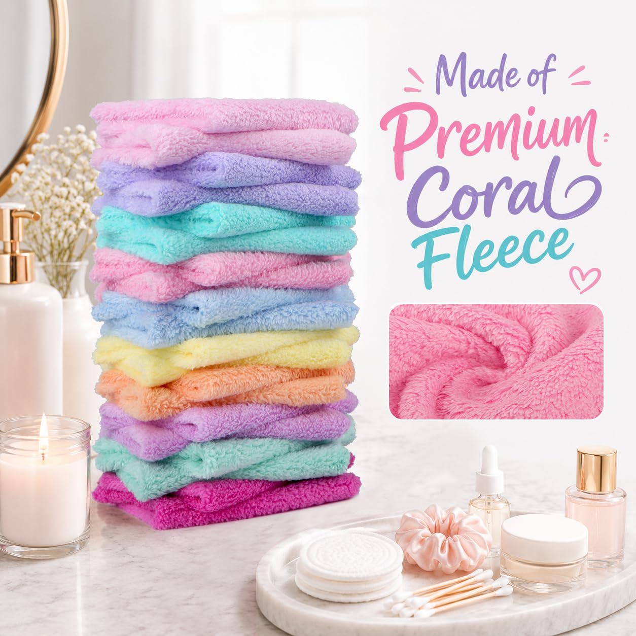 UNIMADE towel folded to show 7x9 size for compact travel convenience