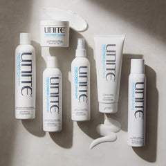 UNITE 7SECONDS close-up label and cap highlighting professional salon-grade formulation