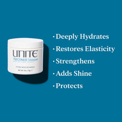 UNITE 7SECONDS Masque applied to wet hair demonstrating manageability