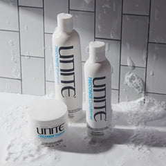 UNITE 7SECONDS Masque 4 fl oz shown next to common items for scale