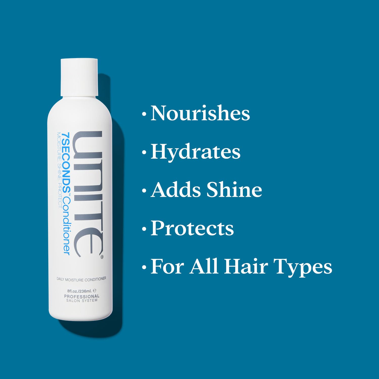 UNITE dispensing conditioner from pump demonstrating easy application and controlled amount