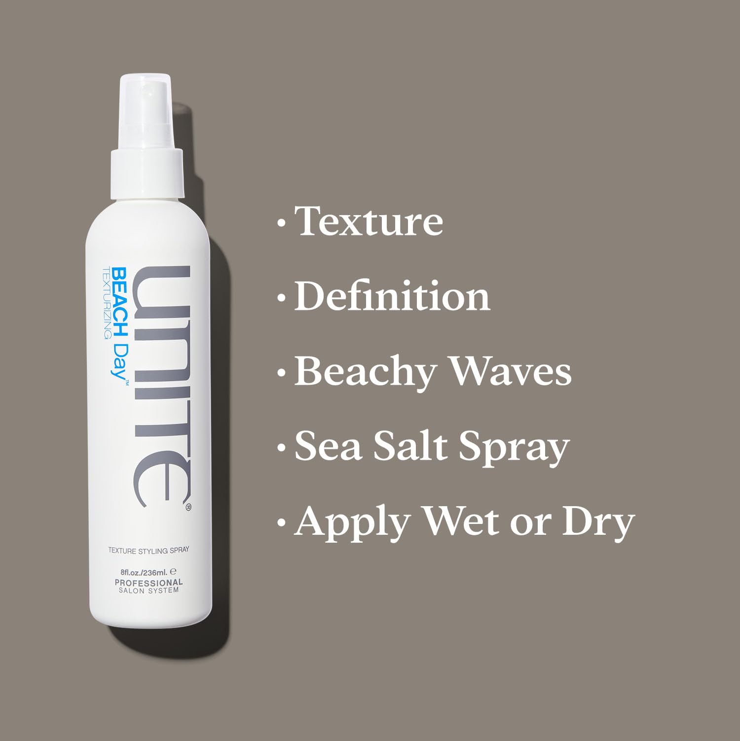 UNITE BEACH Day mist close-up illustrating texture and matte finish benefits