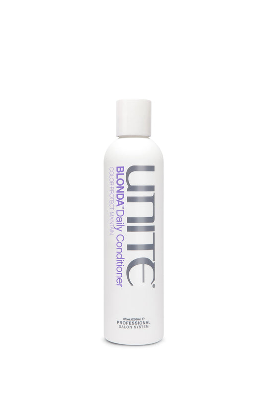 UNITE BLONDA front bottle showing purple conditioner and label benefit