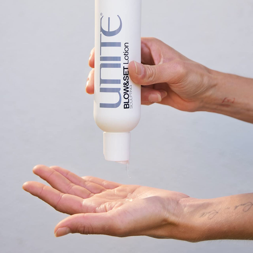 UNITE BLOW&SET used during blow-dry demonstrating volume and faster styling