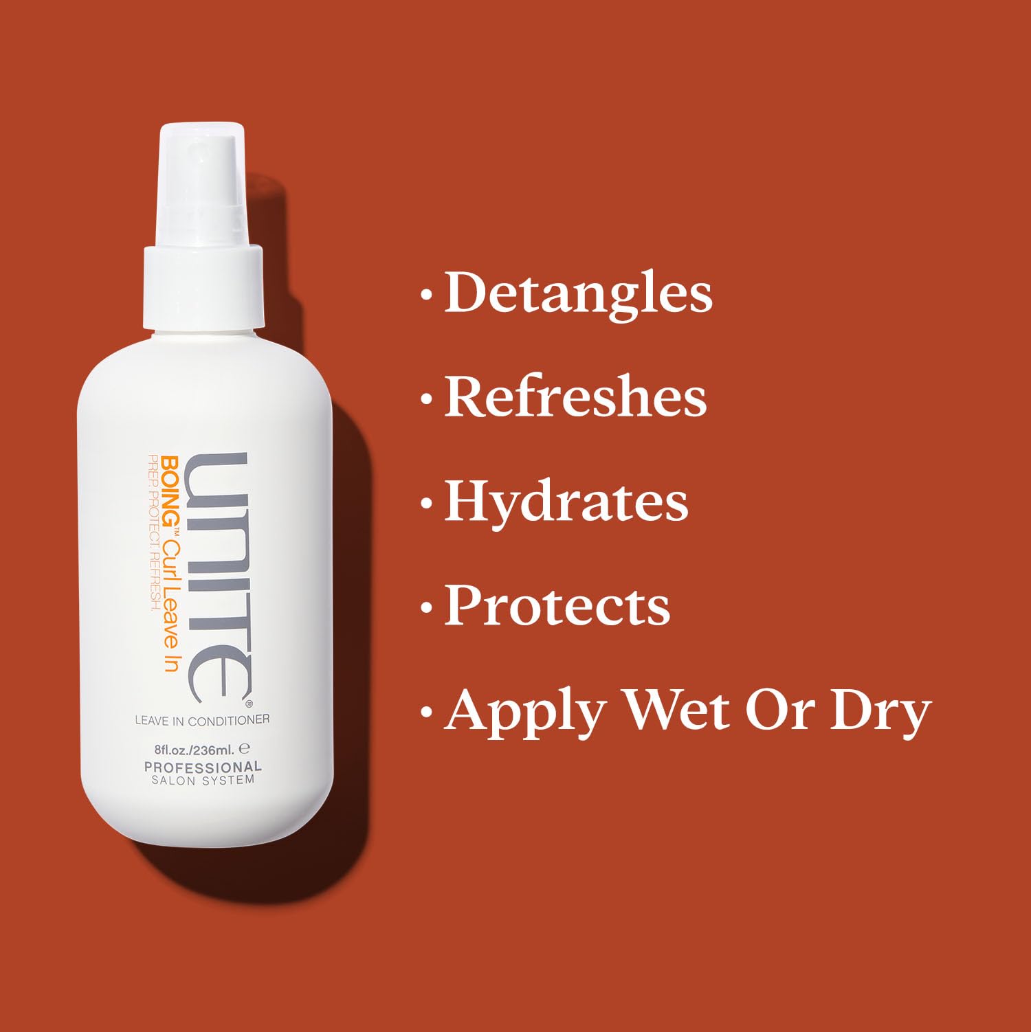 UNITE BOING texture close-up of fine spray droplets highlighting lightweight formula