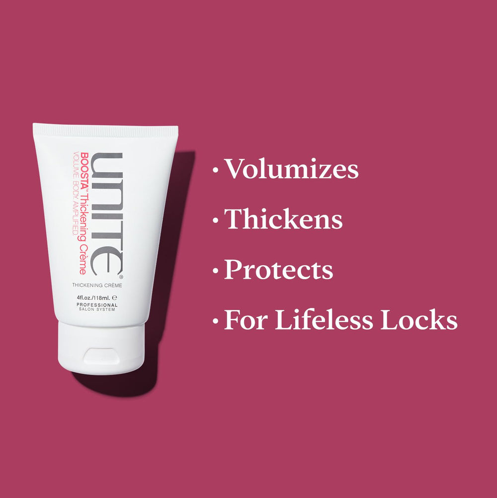UNITE BOOSTA cream texture close-up illustrates lightweight, spreadable formula