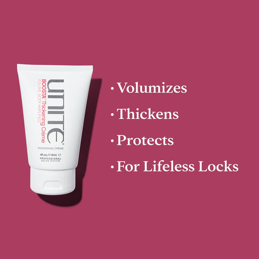 UNITE BOOSTA cream texture close-up illustrates lightweight, spreadable formula