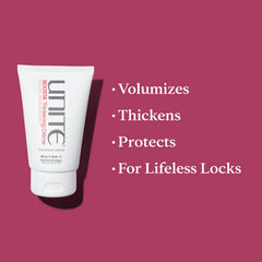 UNITE BOOSTA cream texture close-up illustrates lightweight, spreadable formula