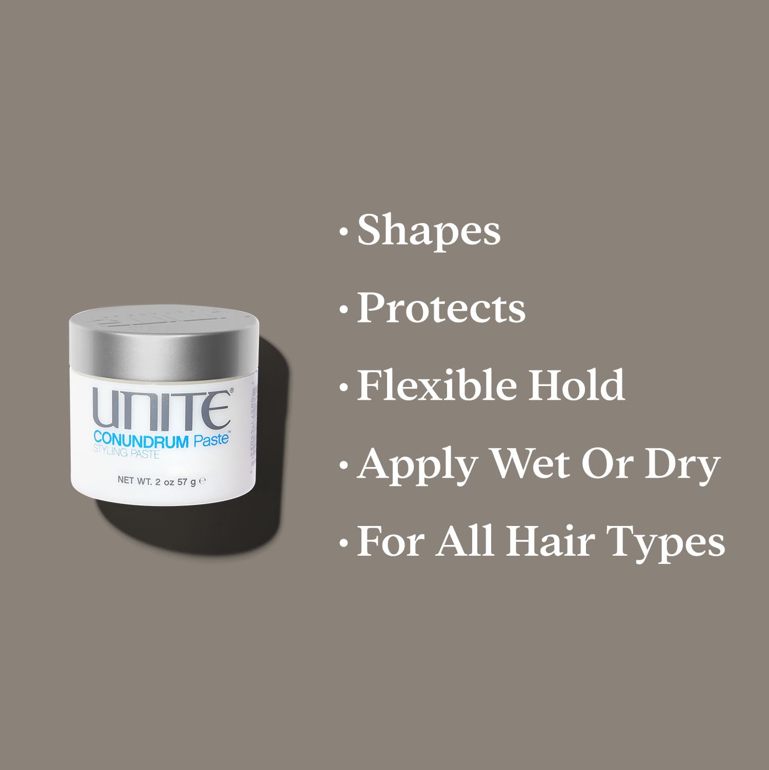 UNITE CONUNDRUM Paste applied to hair by stylist creating textured, natural finish