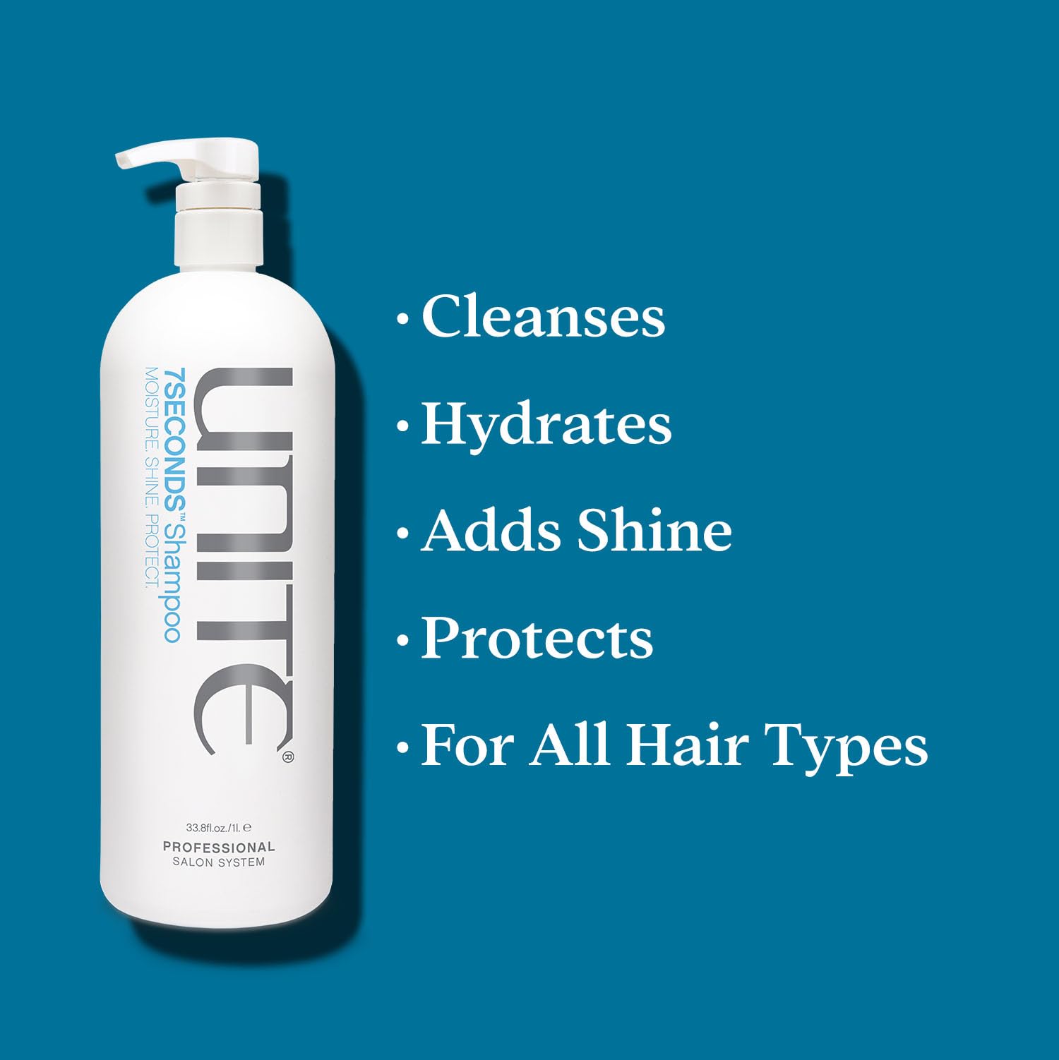 UNITE Hair 7SECONDS close label highlighting ingredients and protection