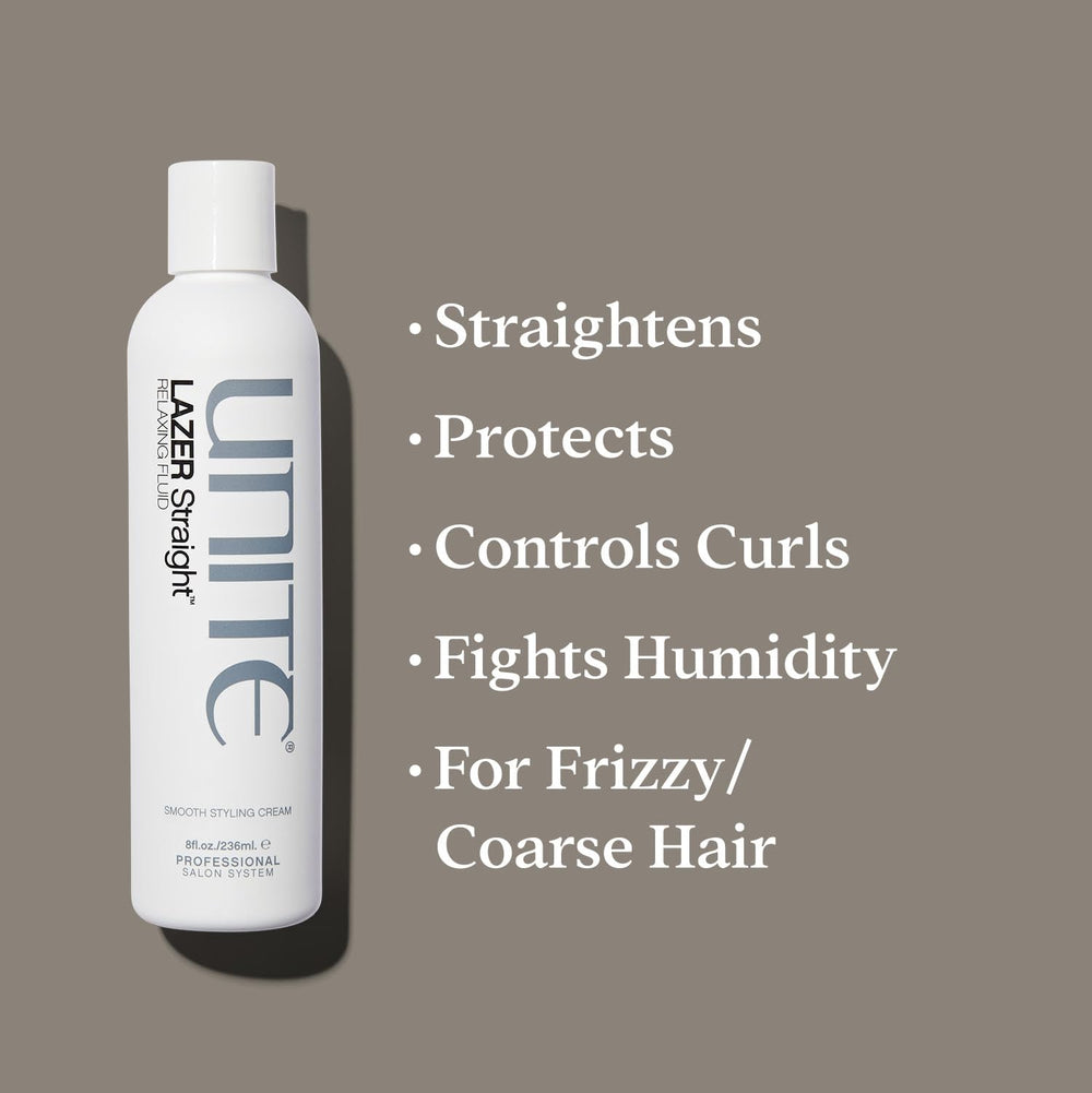 UNITE LAZER pump dispensing fluid, highlighting easy, mess-free application benefit