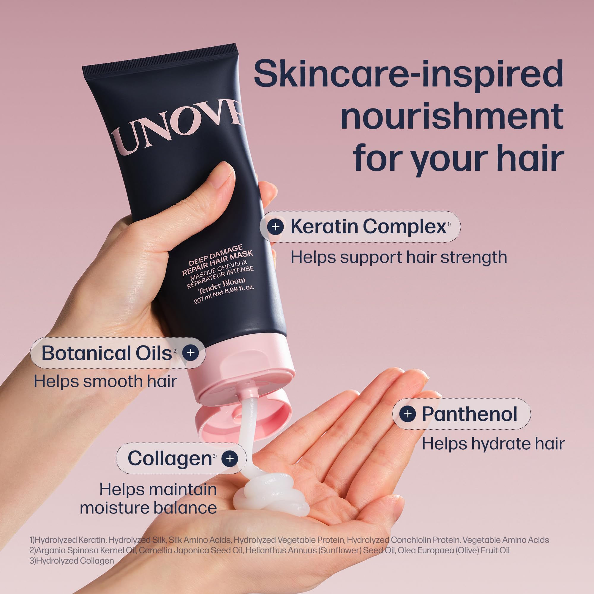 UNOVE open jar with 30,000ppm keratin label highlights professional-strength repair