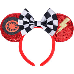 UNSPAZ front view showing checkered bow and full sequin sparkle for party-ready style