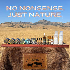 Untamed Organics lip balm in outdoor setting protecting lips from wind and cold for all-day comfort