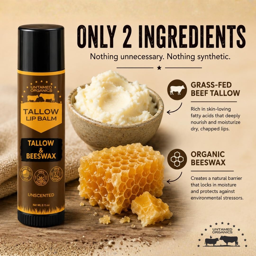 Untamed Organics close-up of smooth balm texture highlighting rich tallow and beeswax nourishment