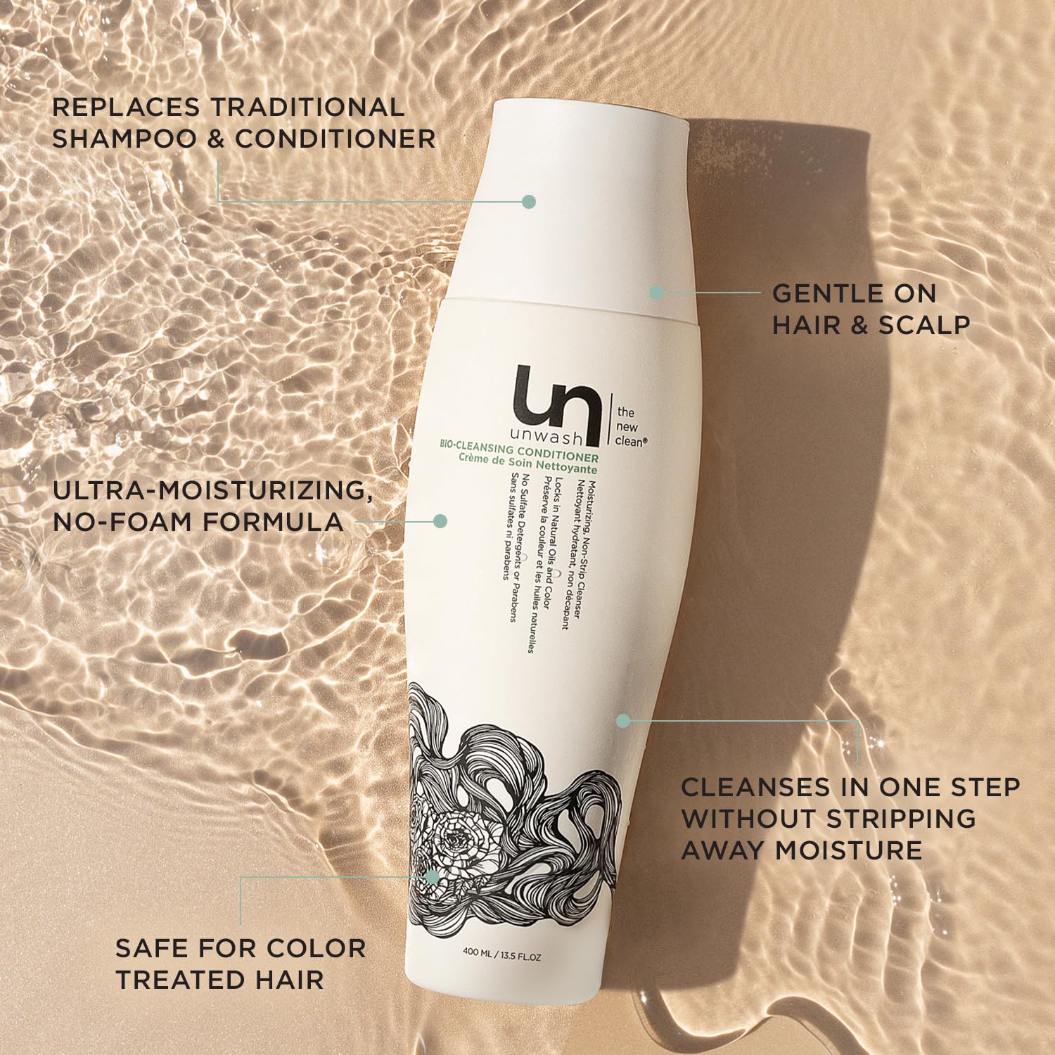unwash back label with directions and ingredient clarity benefits