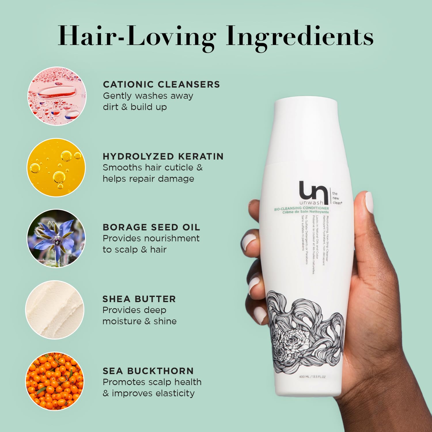unwash conditioner dispensed on hand demonstrating easy application benefit