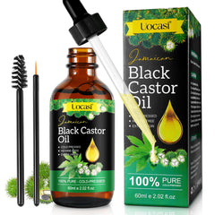 Uocasi glass bottle front view showing pure castor oil benefits