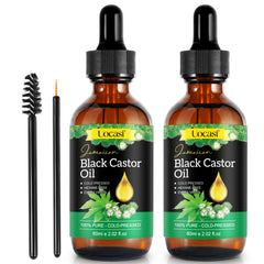 Uocasi glass bottles front view showing clean packaging and organic castor oil benefit