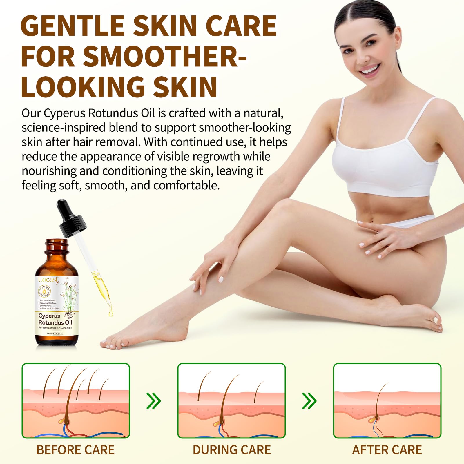 Uocasi ingredients with aloe and almond illustrating moisturizing and calming benefit
