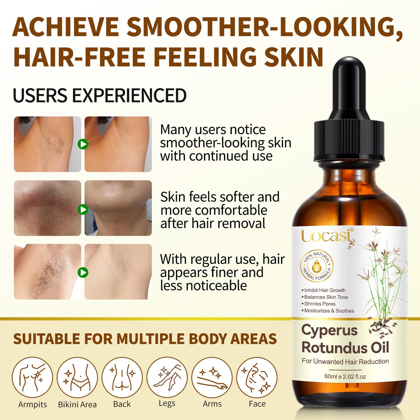 Uocasi oil texture pouring from dropper showing lightweight absorption benefit