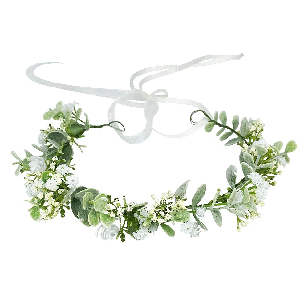 Uongeod flower crown front view showing balanced blooms and natural look