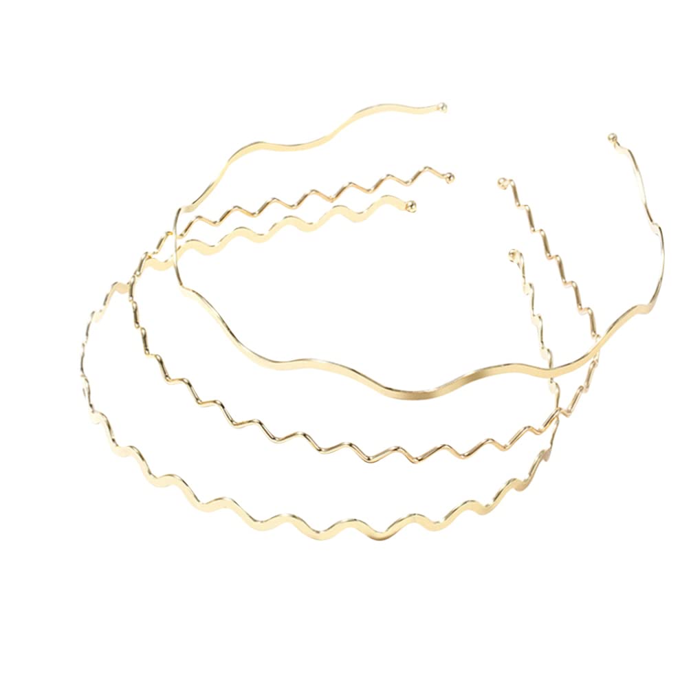 Uonlytech gold headband front view showing sleek wavy design and elegant look