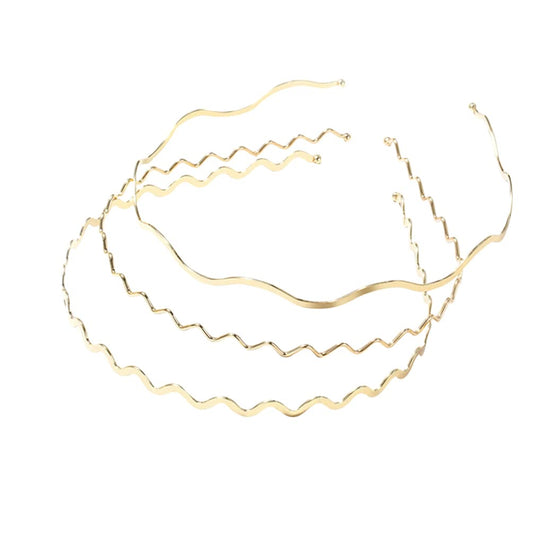 Uonlytech gold headband front view showing sleek wavy design and elegant look