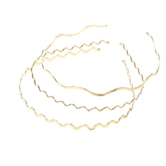 Uonlytech gold headband front view showing sleek wavy design and elegant look
